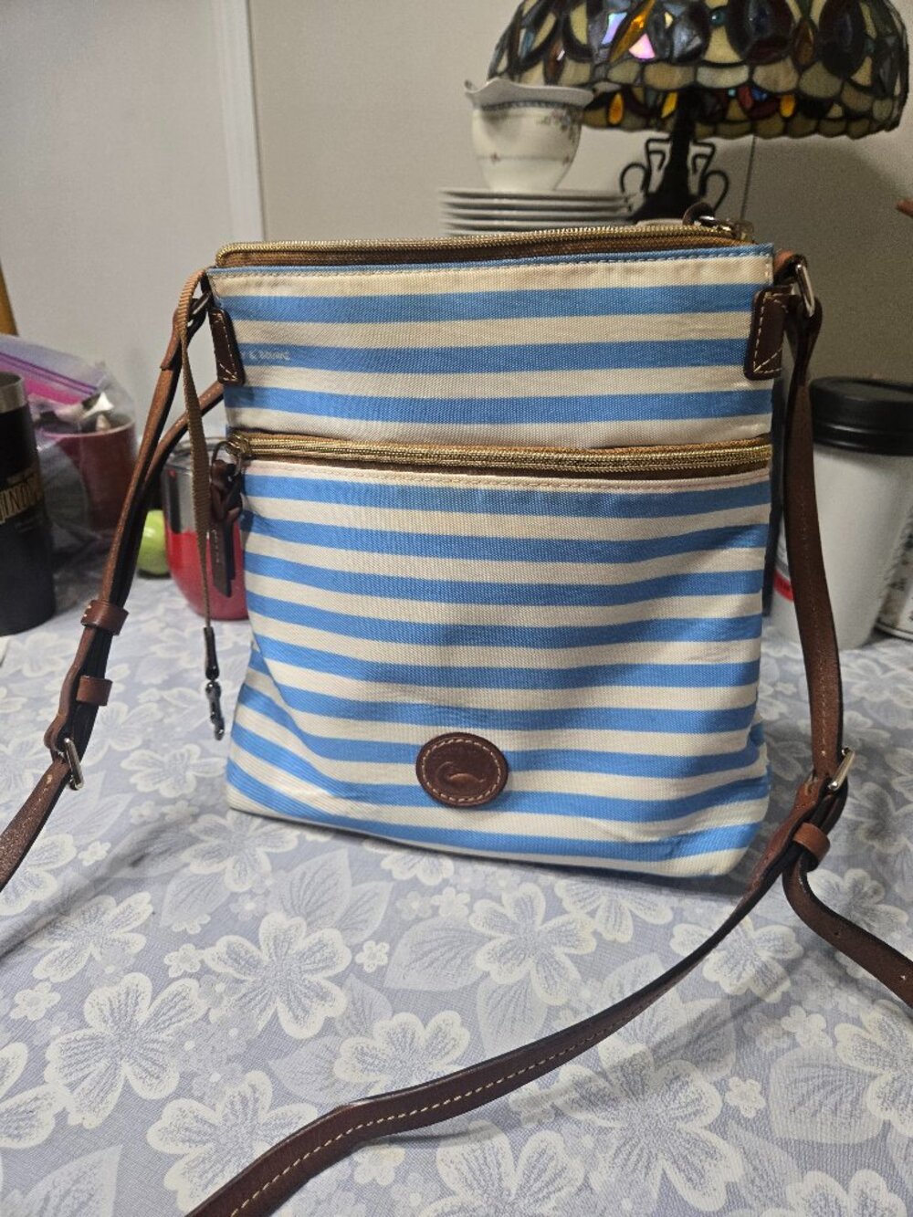 Dooney & Bourke Blue & White Striped Nautical Crossbody Bag